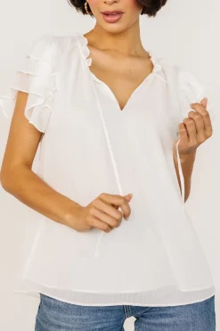 Cheap Asher Ruffle Sleeve Top | blouses + shirts