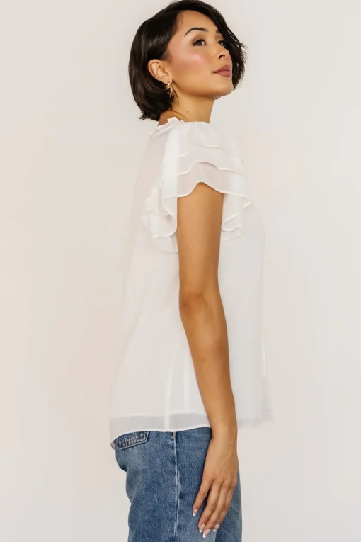 Cheap Asher Ruffle Sleeve Top | blouses + shirts