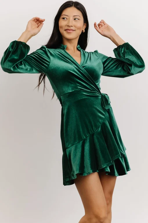 New Barre Velvet Wrap Mini Dress | SALE