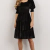 Online Bliss Smocked Velvet Short Dress | bump friendly