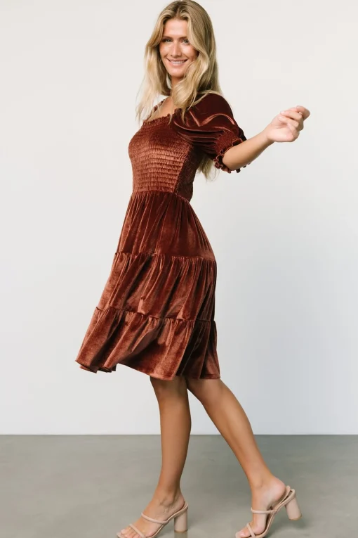 Flash Sale Bliss Smocked Velvet Short Dress | bump friendly