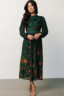 Best Christine Velvet Embossed Midi Dress | midi dresses | WEDDING SUITE