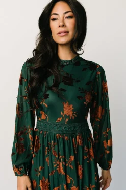 Best Christine Velvet Embossed Midi Dress | midi dresses | WEDDING SUITE