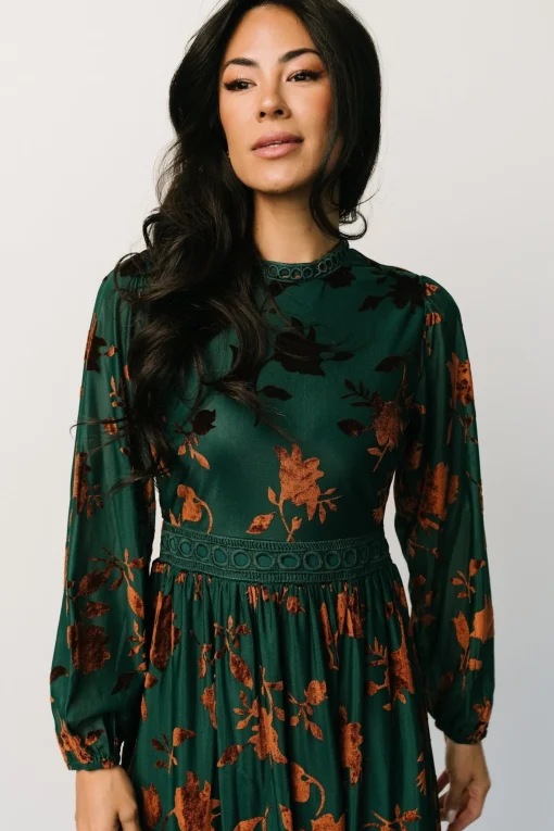 Best Christine Velvet Embossed Midi Dress | midi dresses | WEDDING SUITE