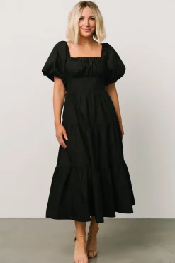 Cheap Cindy Puff Sleeve Tiered Dress | midi dresses