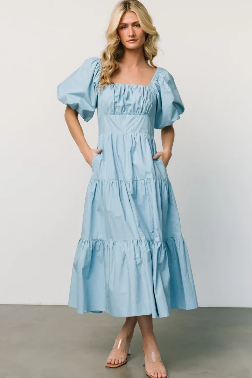 New Cindy Puff Sleeve Tiered Dress | midi dresses
