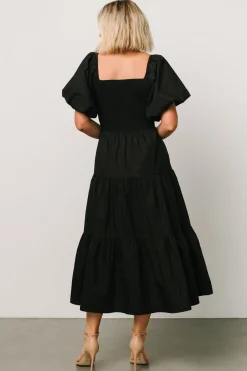 Cheap Cindy Puff Sleeve Tiered Dress | midi dresses