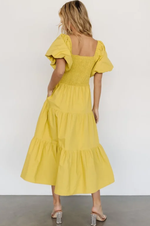 Best Cindy Puff Sleeve Tiered Dress | midi dresses