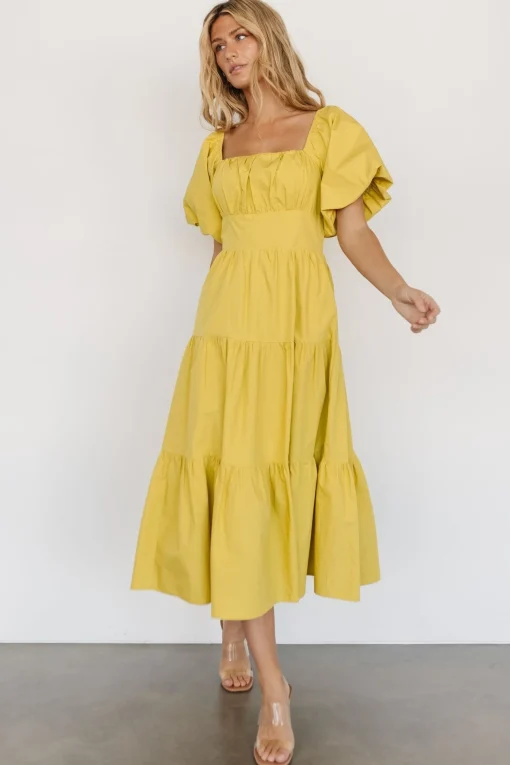 Best Cindy Puff Sleeve Tiered Dress | midi dresses