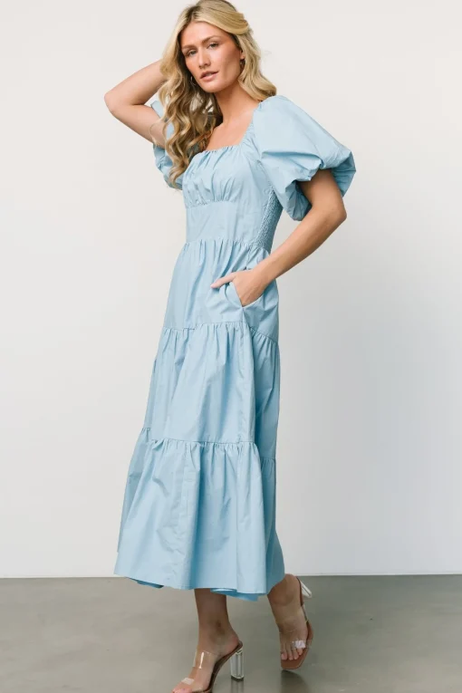New Cindy Puff Sleeve Tiered Dress | midi dresses