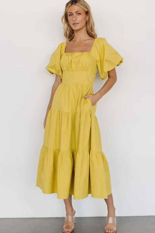 Best Cindy Puff Sleeve Tiered Dress | midi dresses