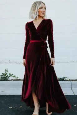 Cheap Jada Ribbed Velvet Wrap Dress | SALE