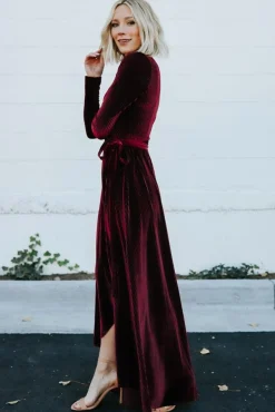 Cheap Jada Ribbed Velvet Wrap Dress | SALE