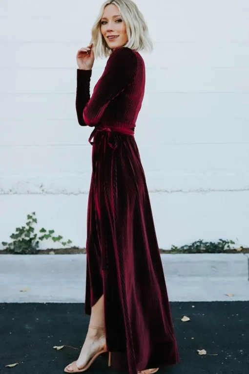 Cheap Jada Ribbed Velvet Wrap Dress | SALE