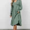 Best Lainey Smocked Dotted Midi Dress | midi dresses | bump friendly