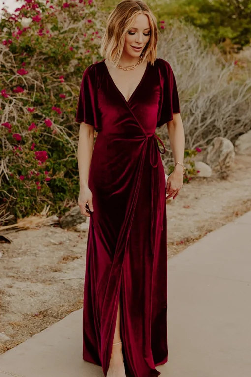 Clearance Meghan Velvet Wrap Maxi Dress | maxi dresses | WEDDING SUITE