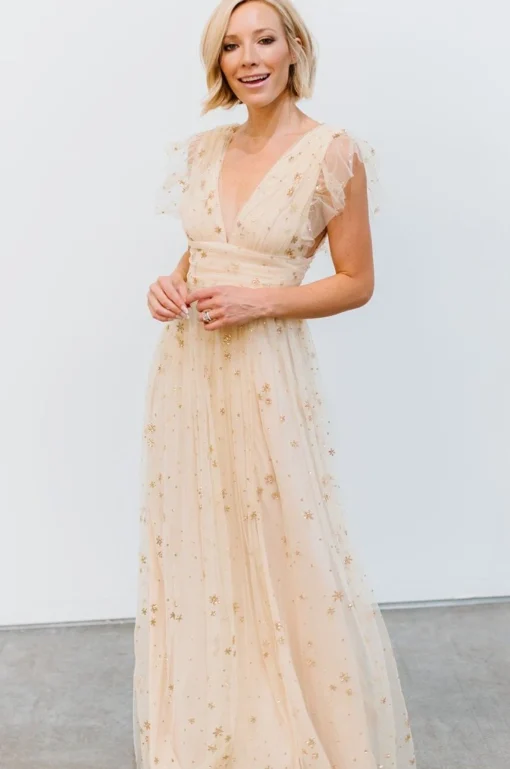 Fashion Nova Shimmer Maxi Dress | tulle styles