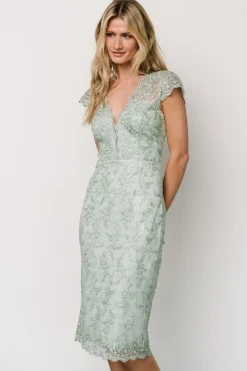 Hot Oriana Embossed Shimmer Midi Dress | embellished + sequined