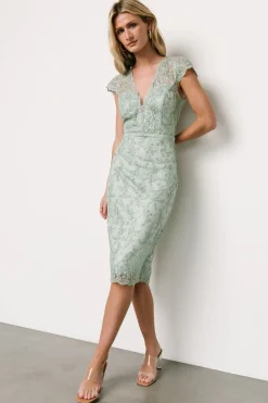 Hot Oriana Embossed Shimmer Midi Dress | embellished + sequined