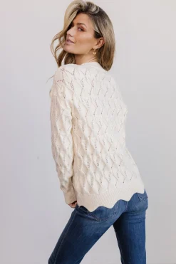 Cheap Perle Eyelet Scallop Sweater | COMING SOON