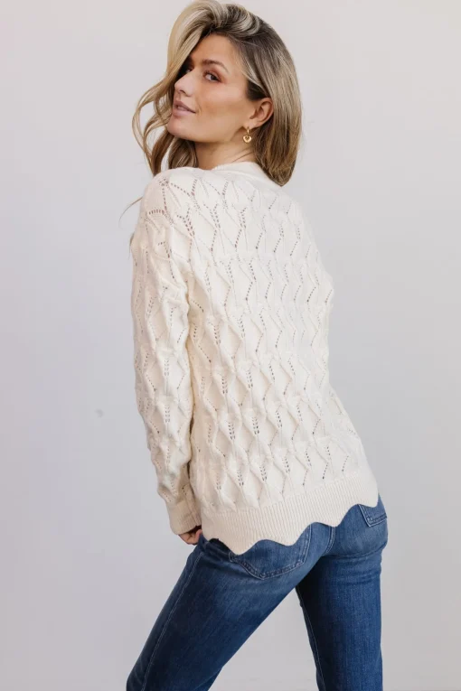 Cheap Perle Eyelet Scallop Sweater | COMING SOON