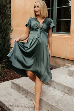 Hot Poppy Satin Midi Dress | SALE