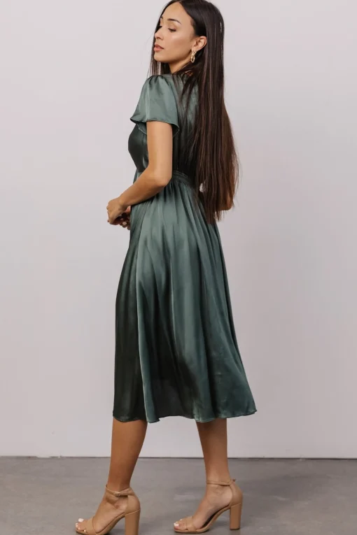 Hot Poppy Satin Midi Dress | SALE