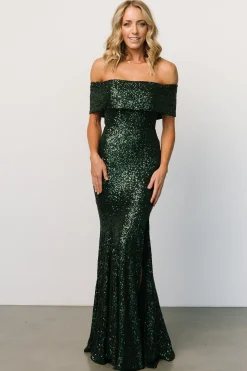 Online Yvonne Off Shoulder Sequin Gown | embellished + sequined
