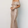 Discount Yvonne Off Shoulder Sequin Gown | embellished + sequined