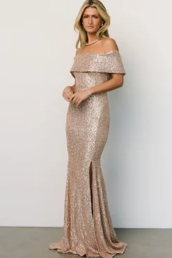 Discount Yvonne Off Shoulder Sequin Gown | embellished + sequined